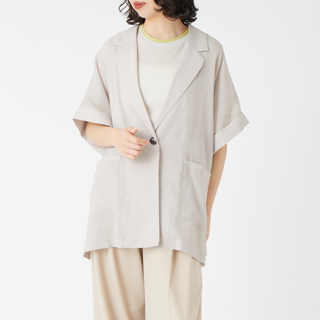 033 ﾍﾞｰｼﾞｭ&&モデル身長：162cm 着用サイズ：F&&