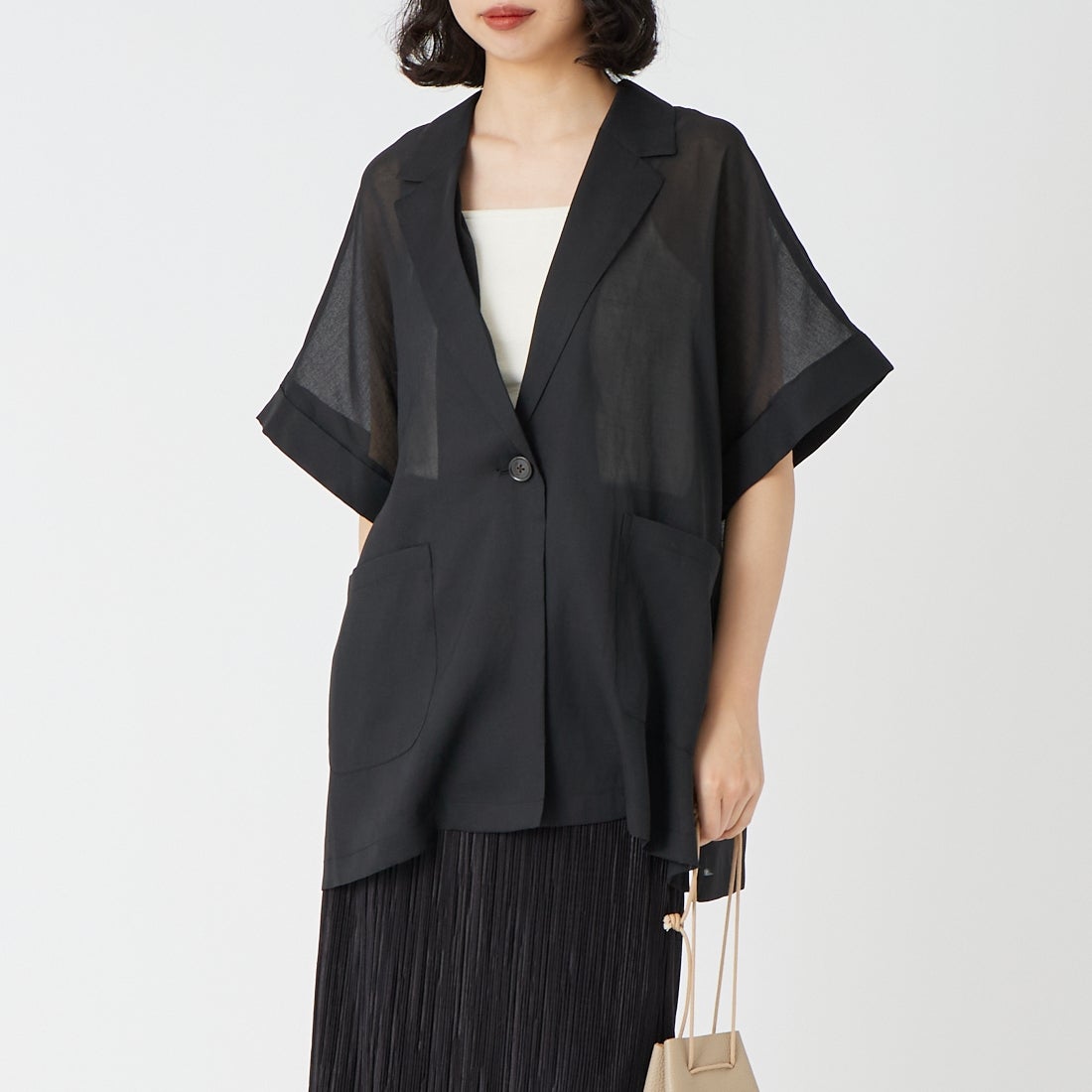 004 ﾌﾞﾗｯｸ&&モデル身長：162cm 着用サイズ：F&&