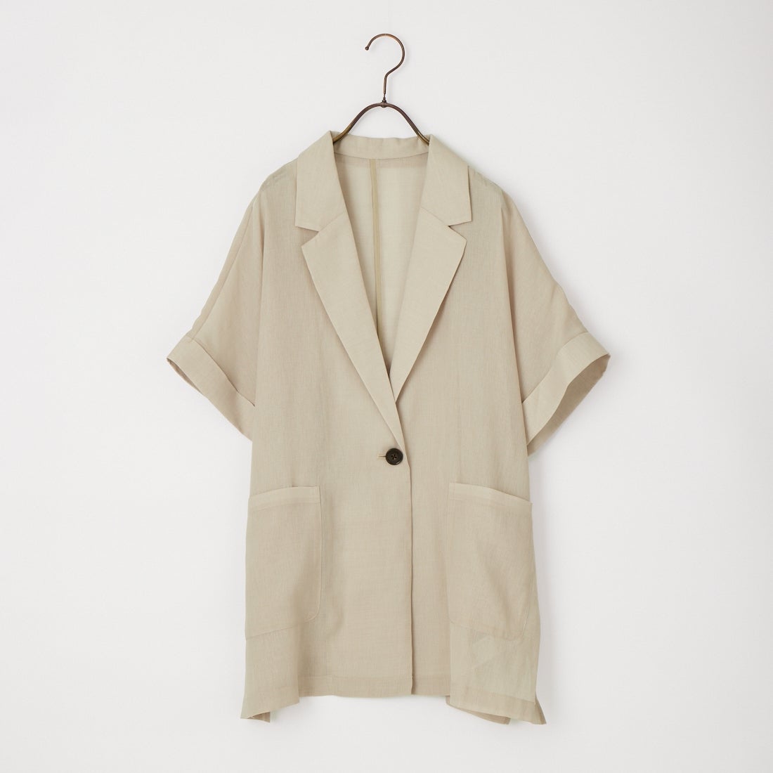 USINE [ユジーヌ] リネンライクシアーショートスリーブジャケット [21267061] 033 ﾍﾞｰｼﾞｭ