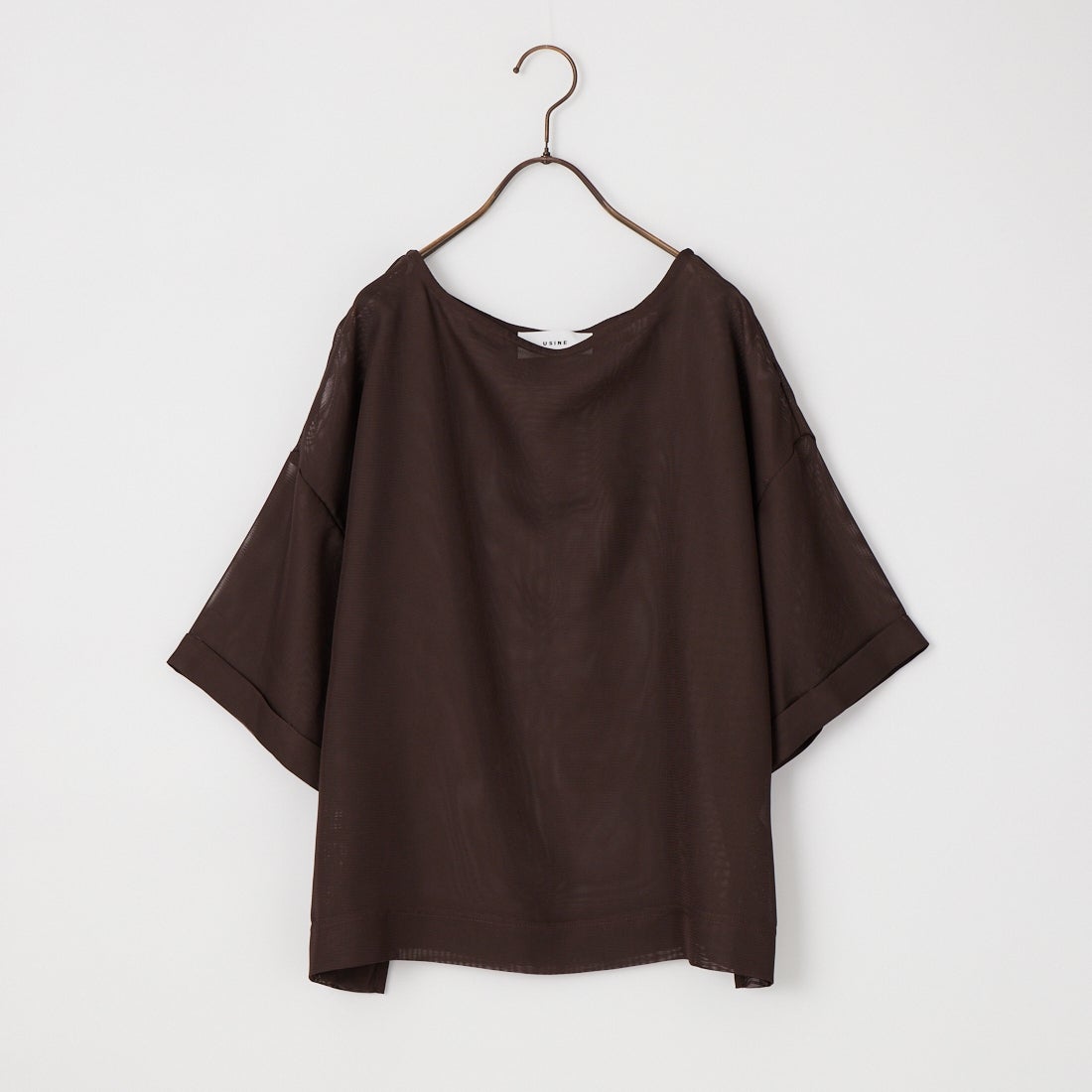 USINE [ユジーヌ] 5分袖メッシュTシャツ [21268054] 037 ﾌﾞﾗｳﾝ