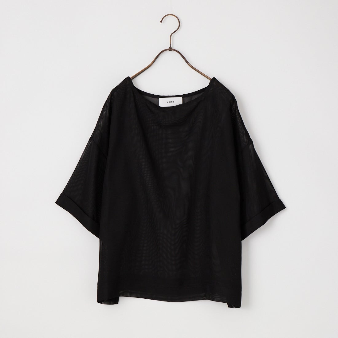 USINE [ユジーヌ] 5分袖メッシュTシャツ [21268054] 004 ﾌﾞﾗｯｸ