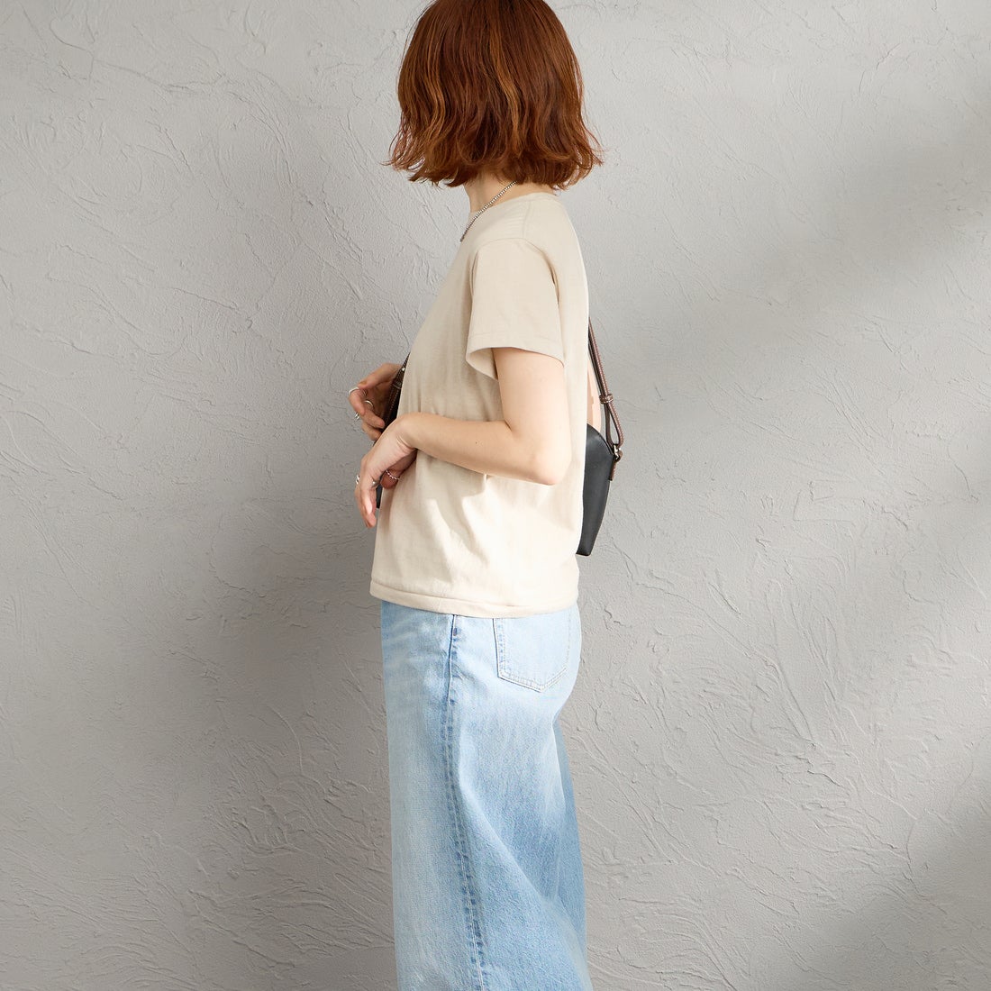 Hanes [ヘインズ] 3PクルーネックTシャツ by THE DODO JEAN [HW1-D703] 997 ASSORT &&モデル身長：158cm 着用サイズ：F&&