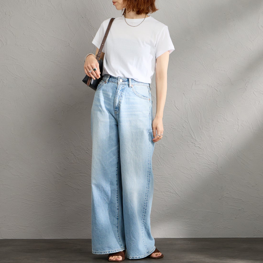 Hanes [ヘインズ] 3PクルーネックTシャツ by THE DODO JEAN [HW1-D703] 997 ASSORT &&モデル身長：158cm 着用サイズ：F&&