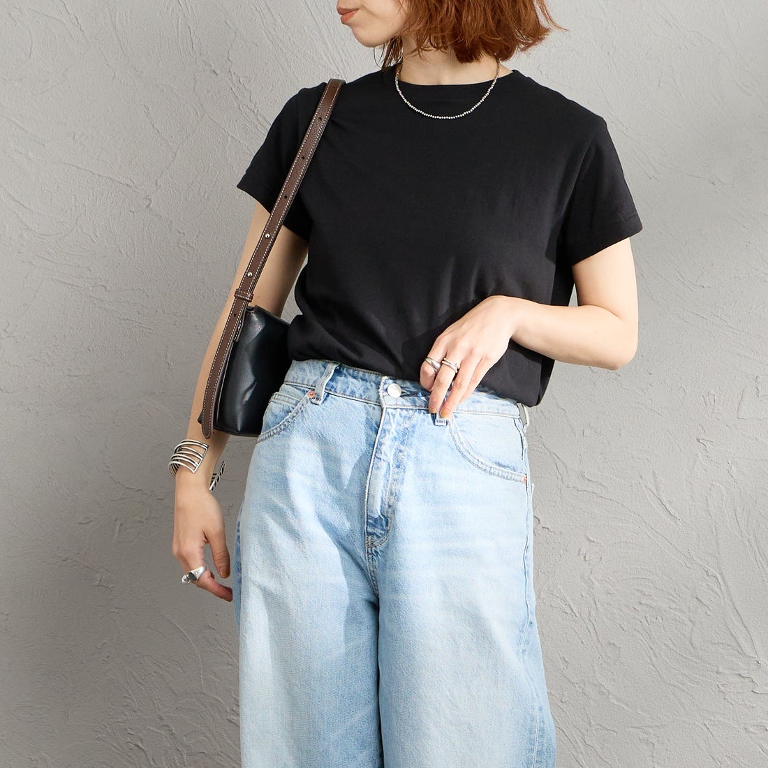 Hanes [ヘインズ] 3PクルーネックTシャツ by THE DODO JEAN [HW1-D703] 997 ASSORT &&モデル身長：158cm 着用サイズ：F&&