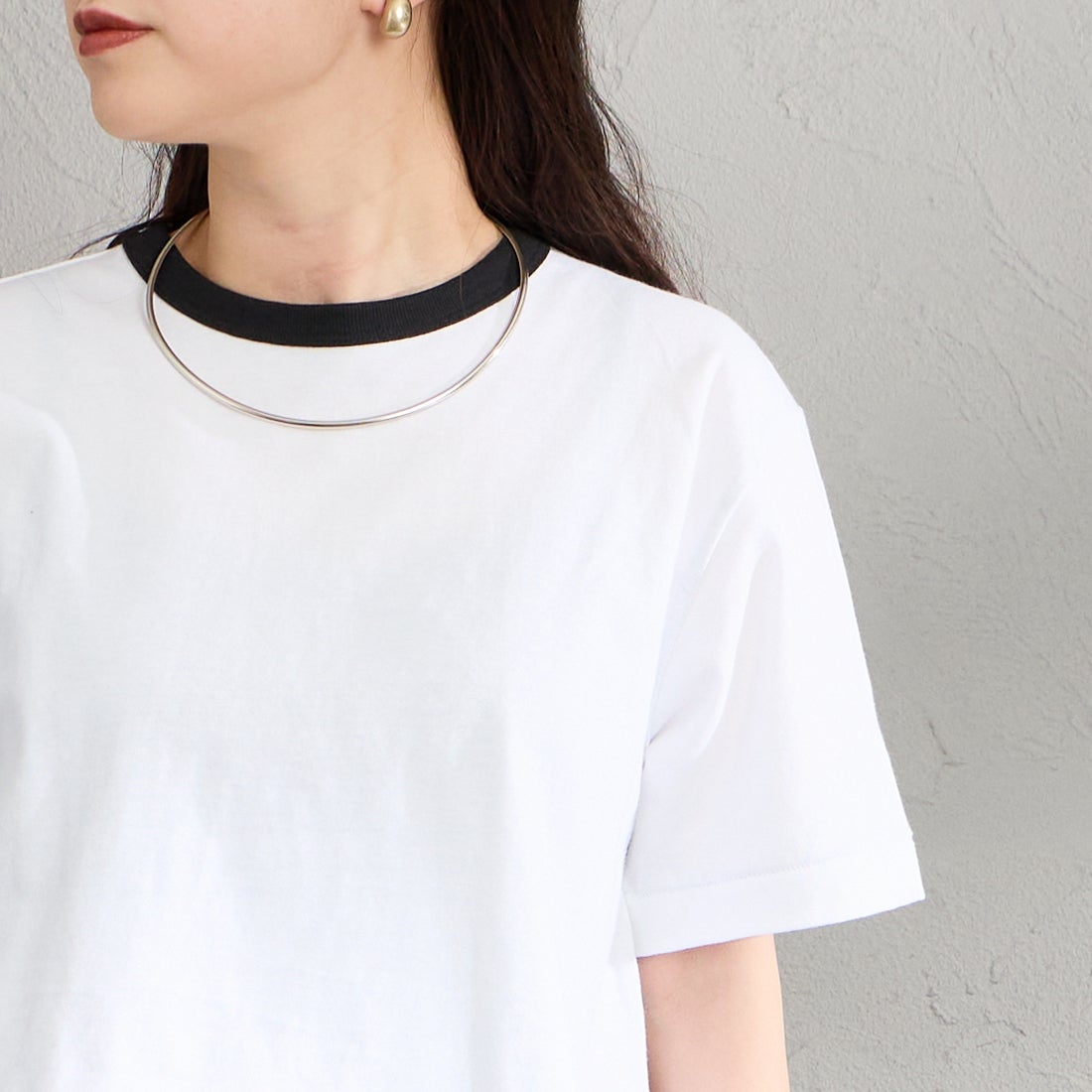 Hanes [ヘインズ] 3PリバーシブルクルーネックTシャツ by THE DODO JEAN [HW1-D702] 010 WHITE &&モデル身長：150cm 着用サイズ：S&&