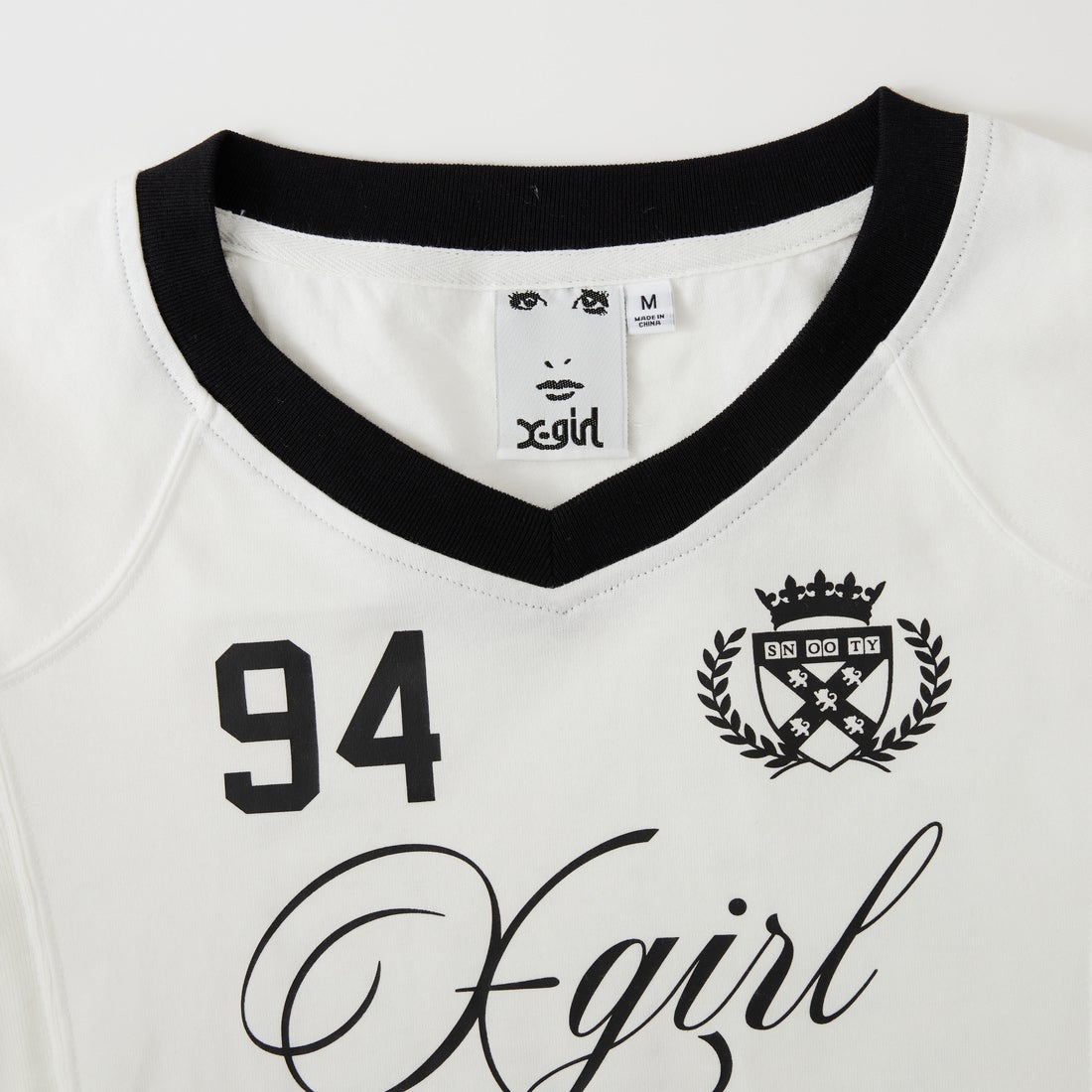 X-girl [エックスガール] スタッズナンバー 半袖ベビーTシャツ [105261011002] WHITE