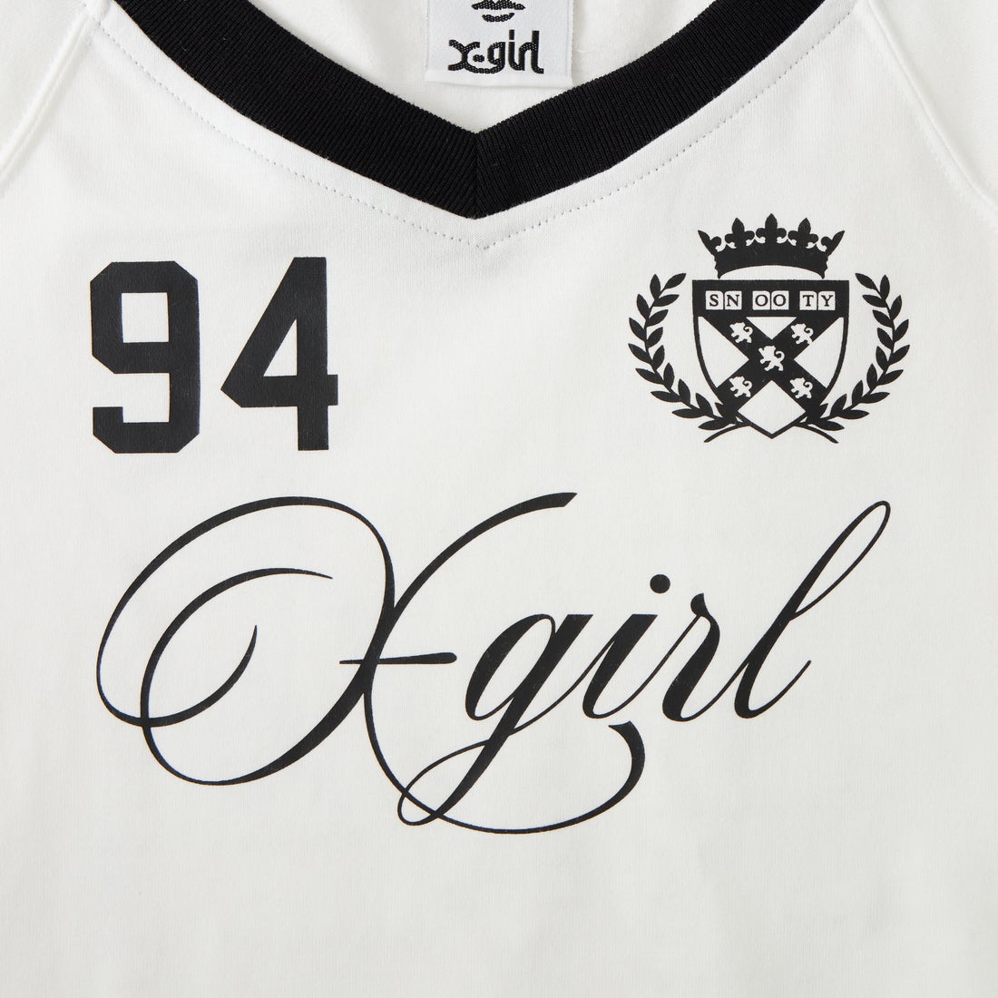X-girl [エックスガール] スタッズナンバー 半袖ベビーTシャツ [105261011002] WHITE