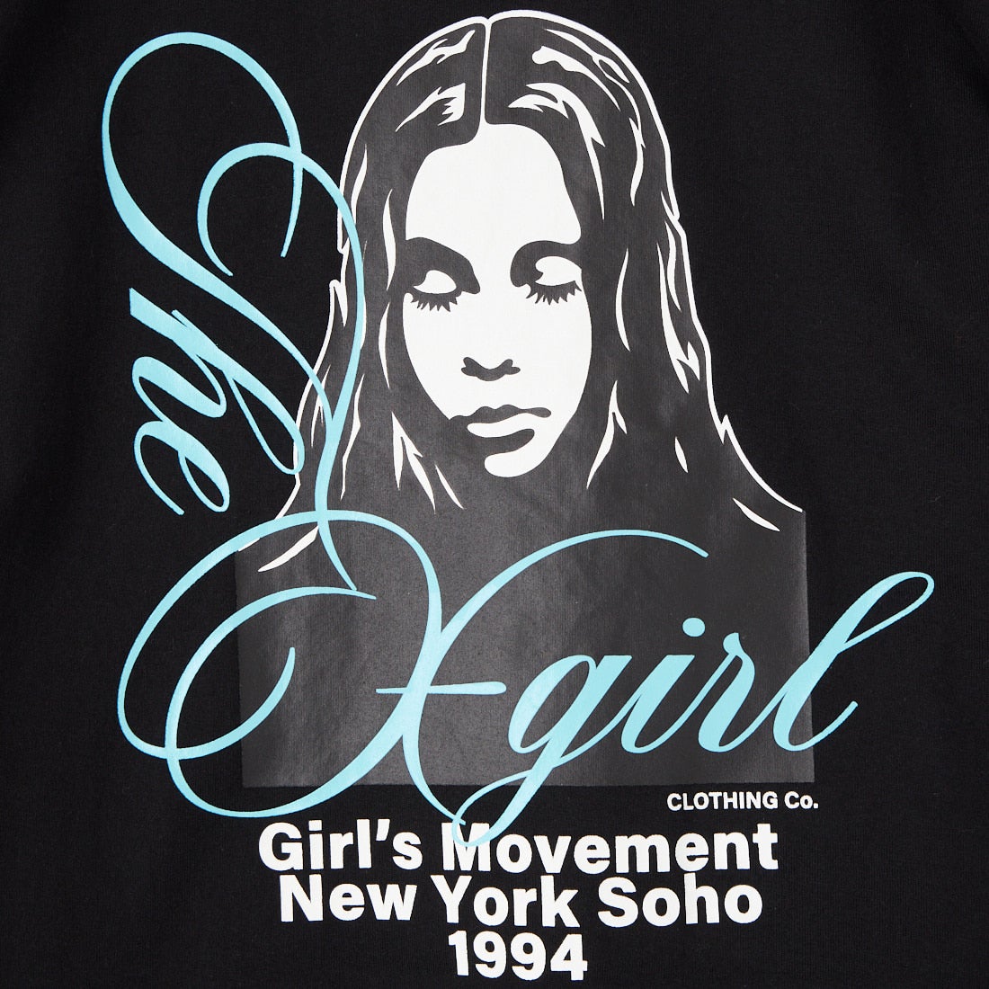 X-girl [エックスガール] カーシブスクリプトロゴ＆フェイス 半袖Tシャツ [105261011011] BLACK