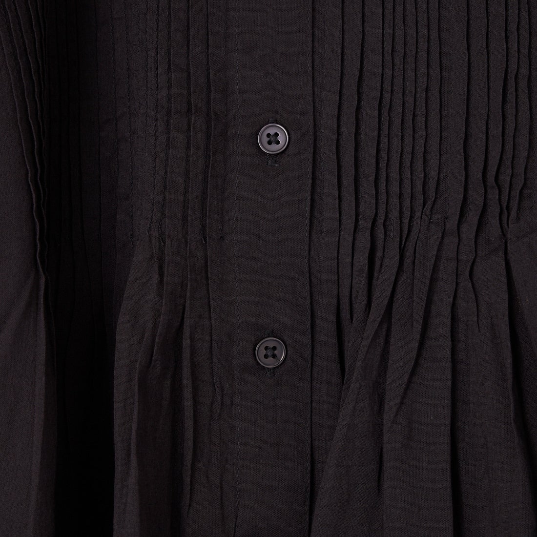 soil [ソイル] バンドカラー フレンチスリーブ ピンタックシャツ [NSL26022] 9900 BLACK