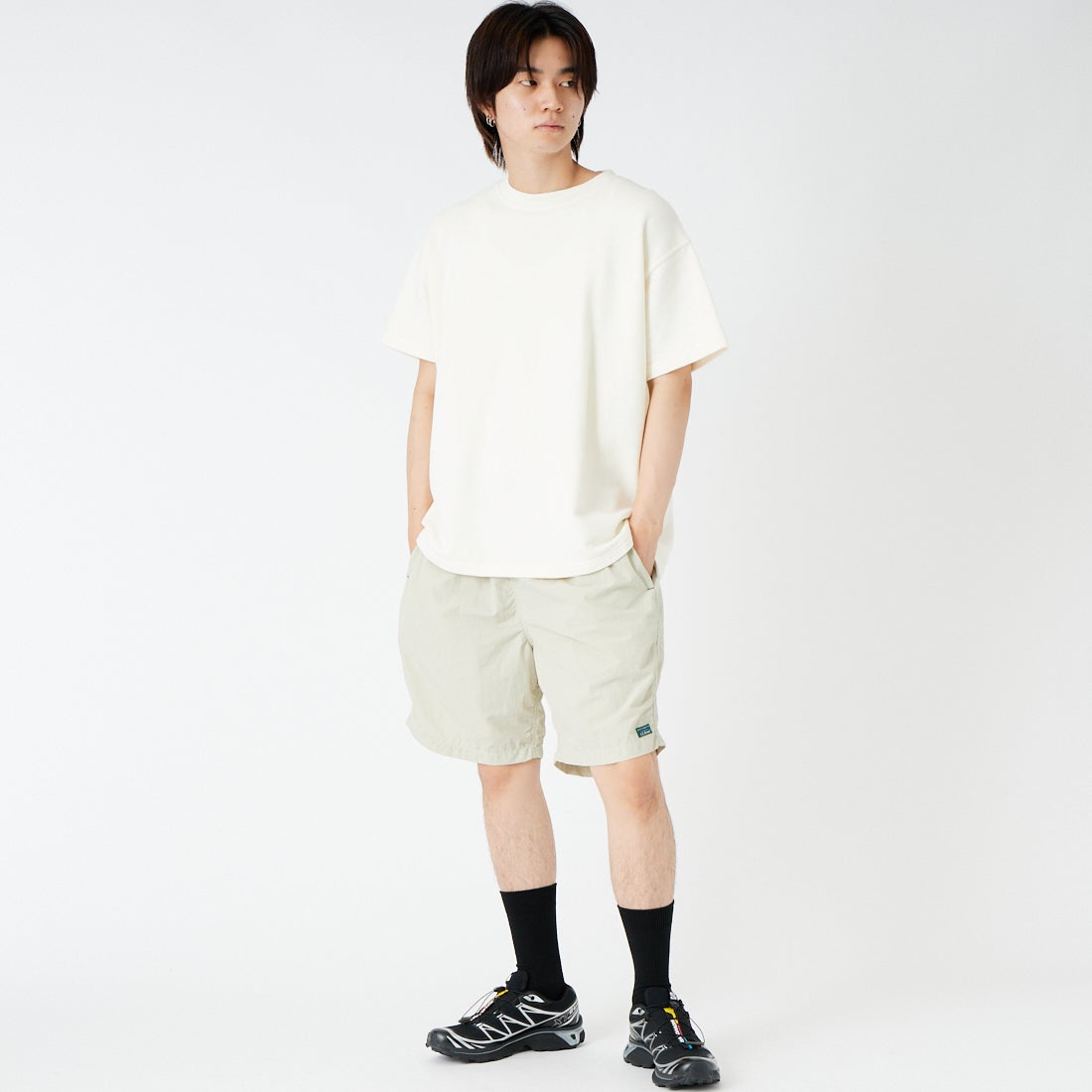 SCREEN STARS [スクリーンスターズ] 変形裏毛ショートスリーブTシャツ [2622-438IN] OFFWHITE &&モデル身長：177cm 着用サイズ：M&&
