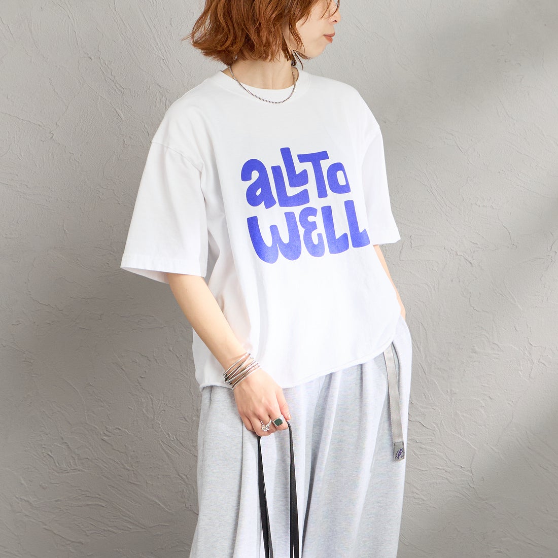 WHITE/BLUE&&モデル身長：158cm 着用サイズ：M&&
