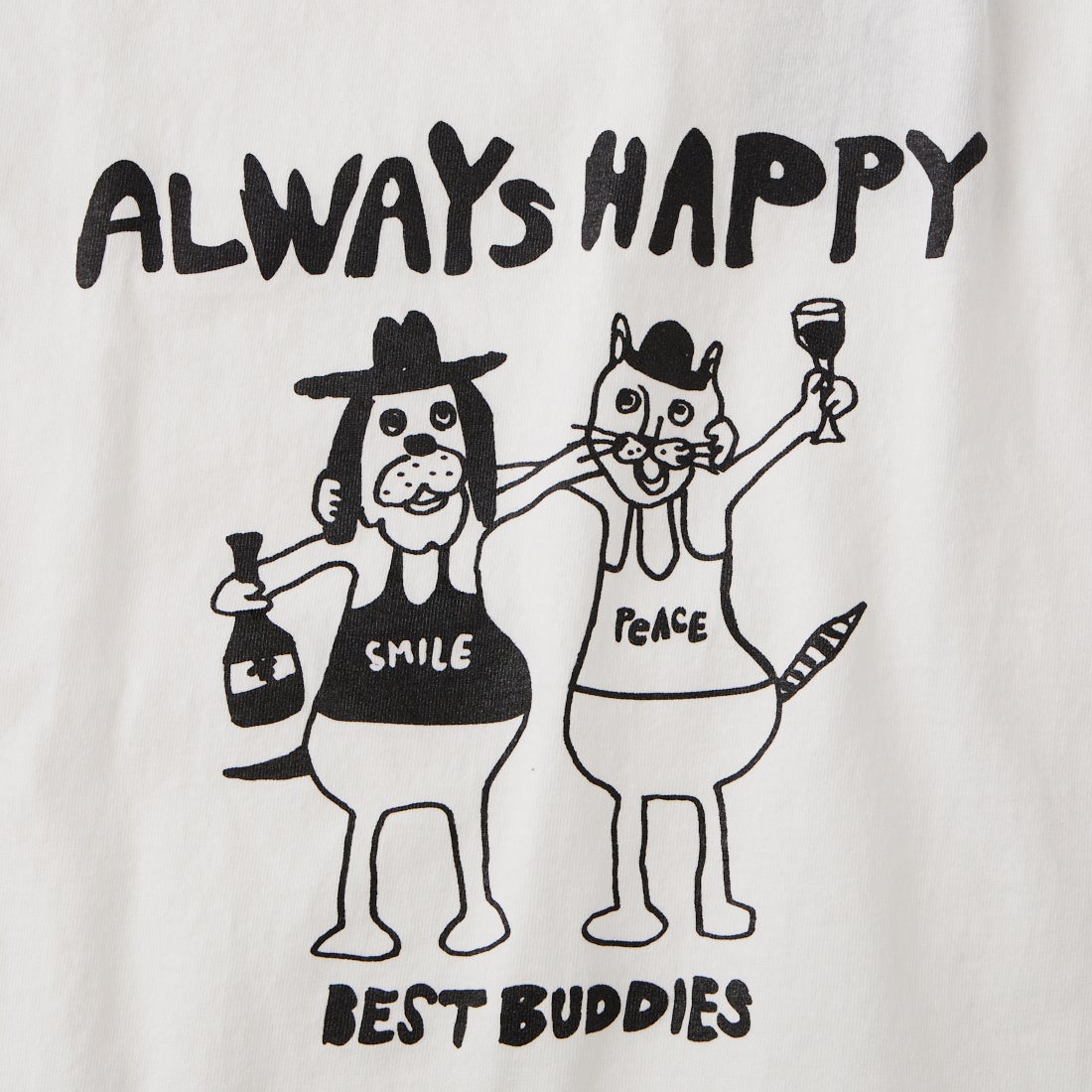 FUNG [ファング] BEST BUDDIES カットオフ プリントTシャツ [BEST-BUDDIES] WHT/BLACK