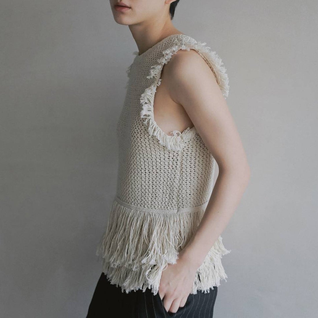 anuke [アンヌーク] フリンジ ニットタンクトップ [62610510] IVR