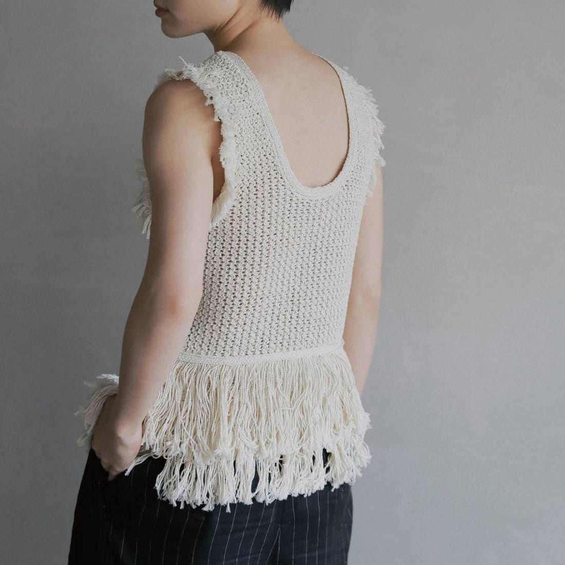 anuke [アンヌーク] フリンジ ニットタンクトップ [62610510] IVR