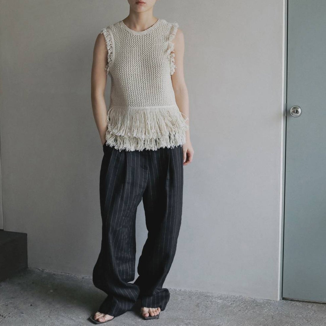 anuke [アンヌーク] フリンジ ニットタンクトップ [62610510] IVR