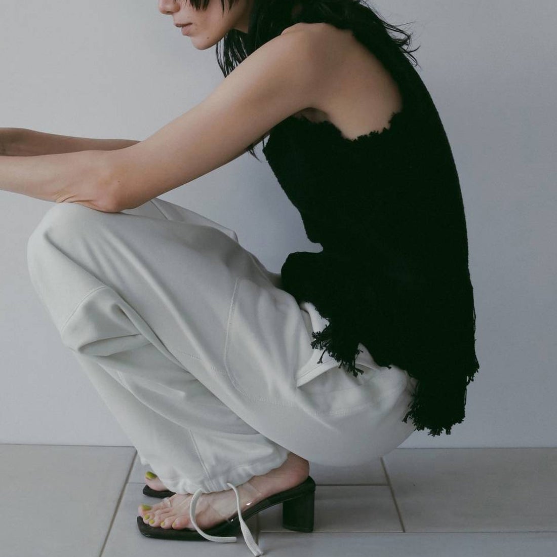 anuke [アンヌーク] フリンジ ニットタンクトップ [62610510] BLK