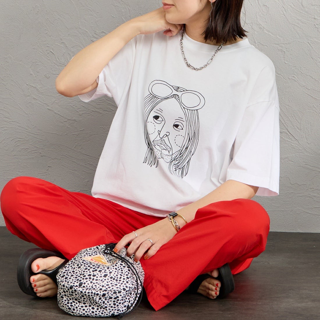 WHT/BLACK&&モデル身長：160cm 着用サイズ：M&&