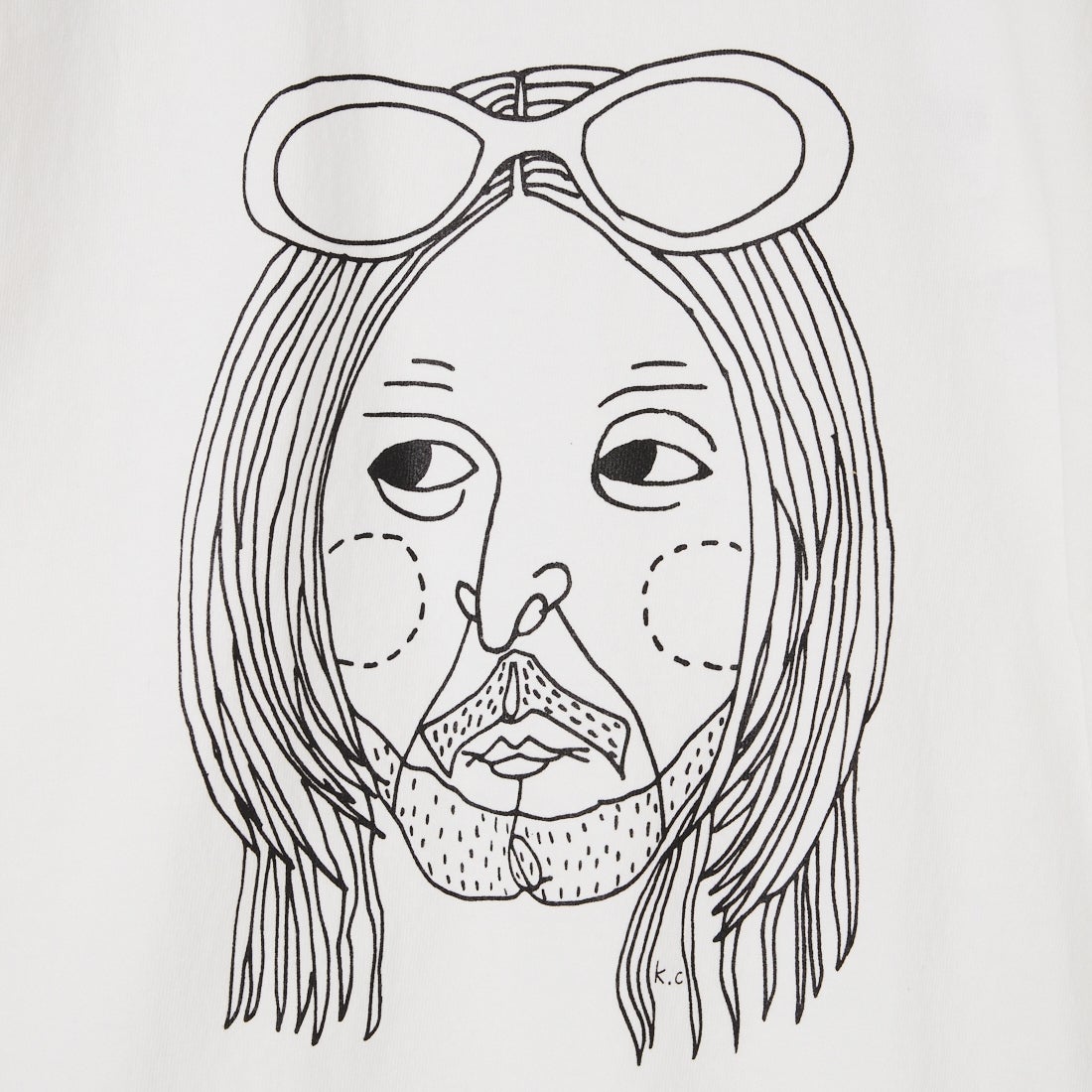 FUNG [ファング] K.C カットオフ プリントTシャツ [KC] WHT/BLACK