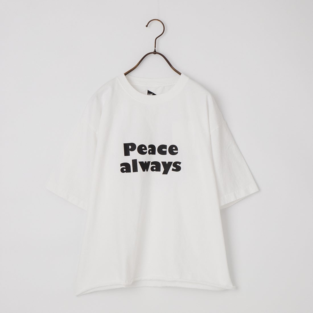 FUNG [ファング] PEACE ALWAYS カットオフ プリントTシャツ [PEACE-ALWAYS] WHT/BLACK