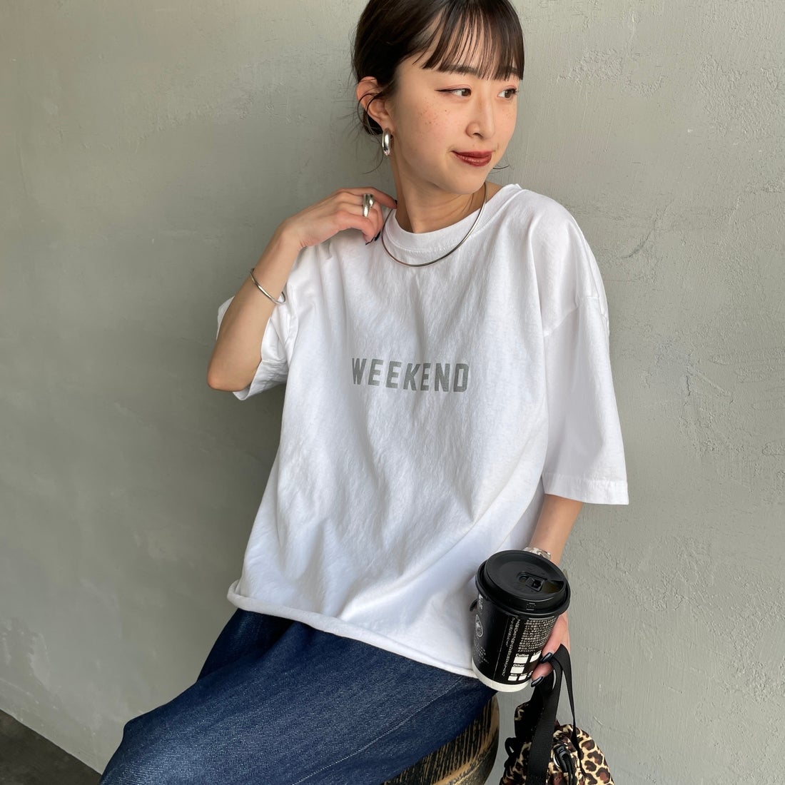 WHT/SILVER&&モデル身長：150cm 着用サイズ：M&&