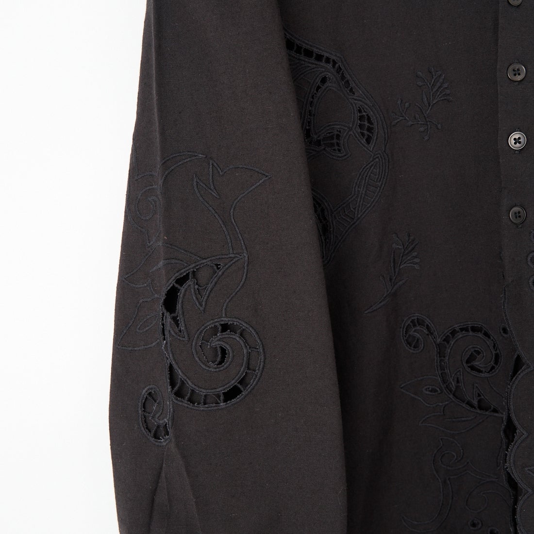 anuke [アンヌーク] カットワーク オープンカラーシャツ [62610418] BLK