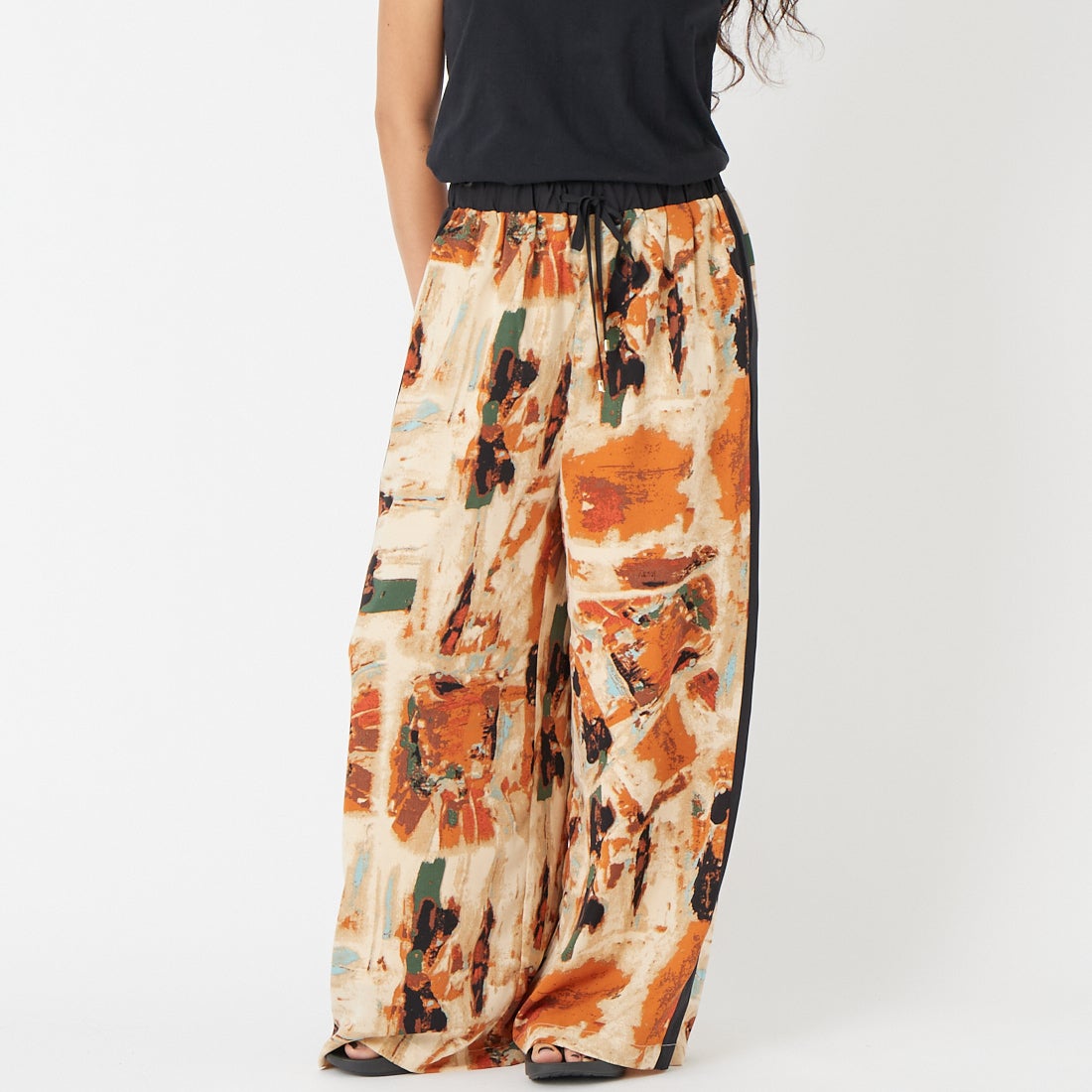 Jf Ready Made [ジェイエフレディメイド] アンシェント柄パンツ [147-19450] 35 ｵﾚﾝｼﾞ &&モデル身長：162cm 着用サイズ：F&&