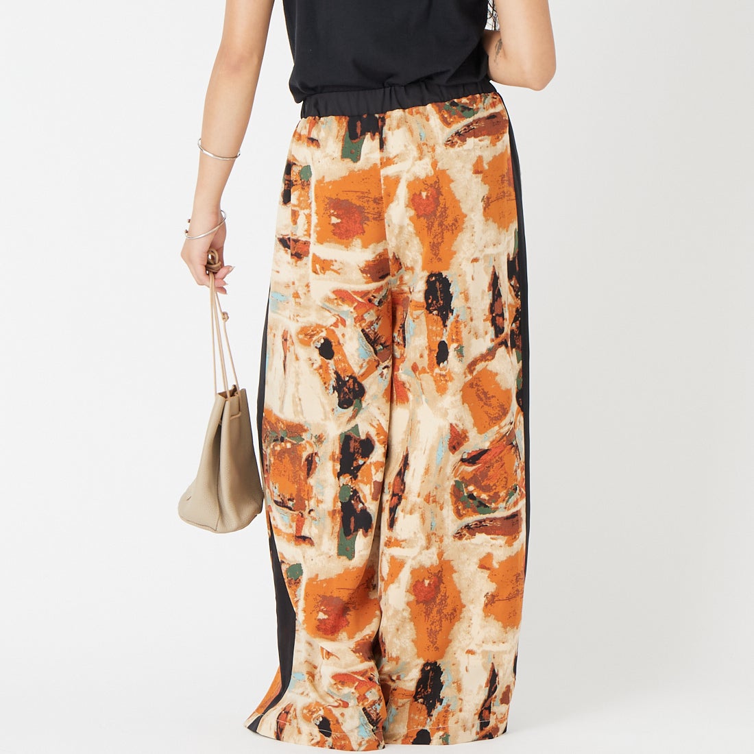 Jf Ready Made [ジェイエフレディメイド] アンシェント柄パンツ [147-19450] 35 ｵﾚﾝｼﾞ &&モデル身長：162cm 着用サイズ：F&&