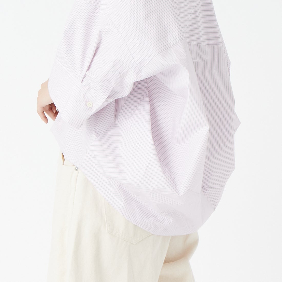 Jeans Factory Clothes [ジーンズファクトリークローズ] フォルムスキッパーシャツ [24BL-004] ﾋﾟﾝｸST &&モデル身長：162cm 着用サイズ：F&&