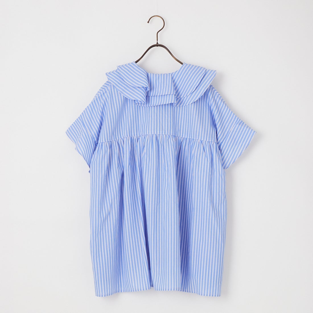 USINE [ユジーヌ] ラッフルカラーフリルブラウス [IN5-SH-6] SAX ST