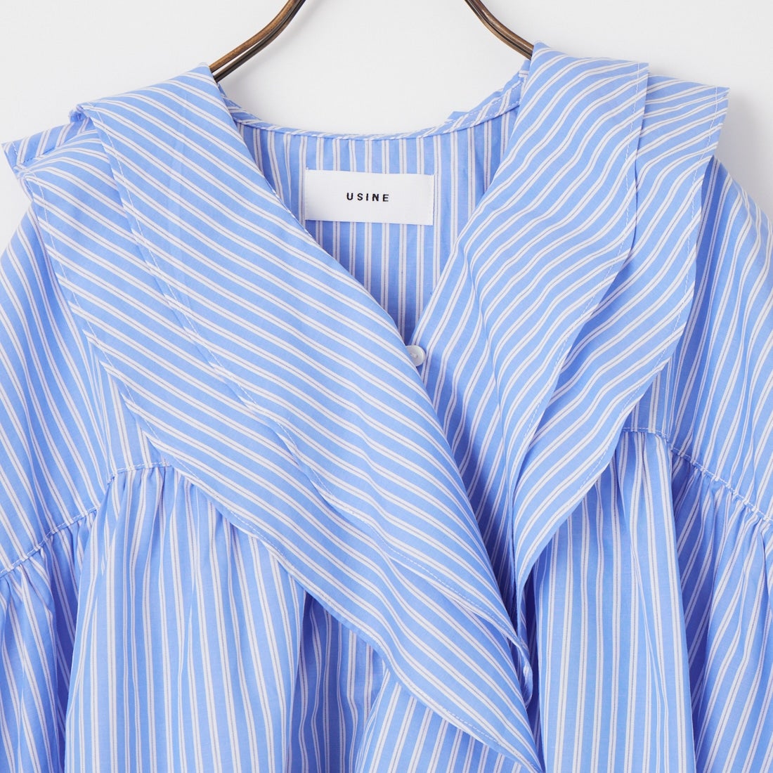 USINE [ユジーヌ] ラッフルカラーフリルブラウス [IN5-SH-6] SAX ST