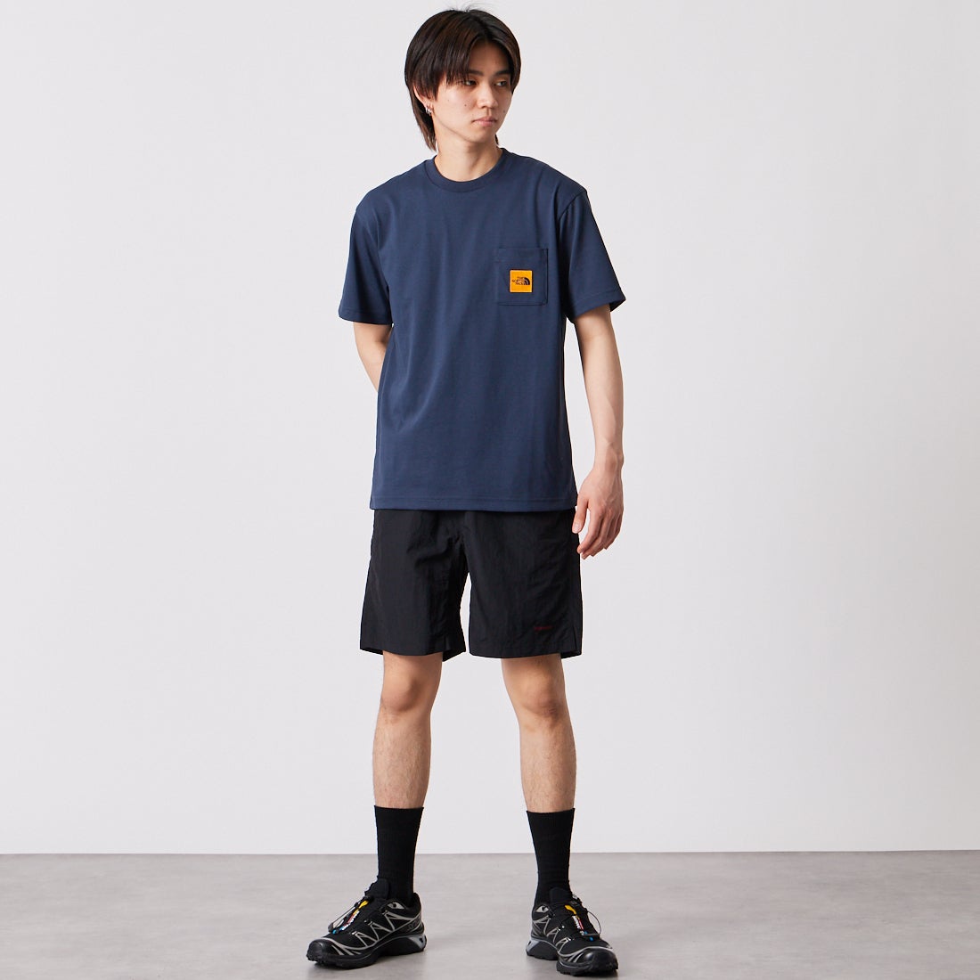 GRAMiCCi [グラミチ] ナイロンパッカブルGショーツ [G6SM-P082] BLACK &&モデル身長：177cm 着用サイズ：M&&