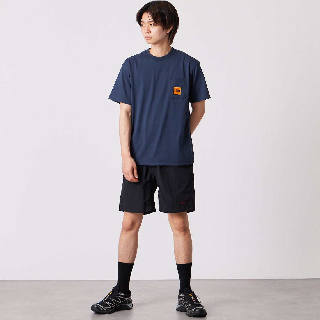GRAMiCCi [グラミチ] ナイロンパッカブルGショーツ [G6SM-P082] BLACK &&モデル身長：177cm 着用サイズ：M&&