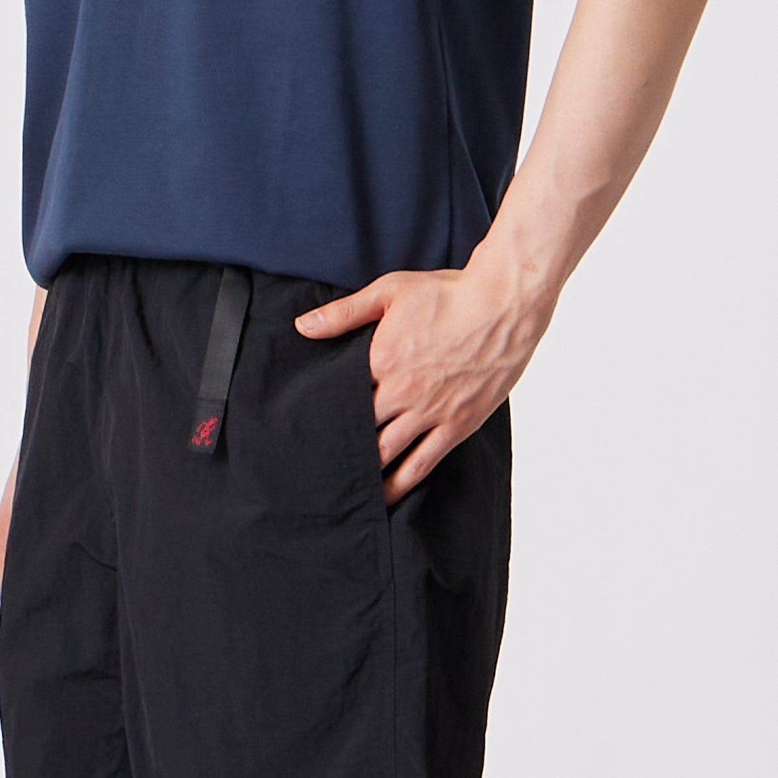 GRAMiCCi [グラミチ] ナイロンパッカブルGショーツ [G6SM-P082] BLACK &&モデル身長：177cm 着用サイズ：M&&