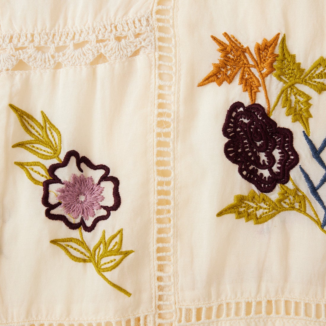 TODAYFUL [トゥデイフル] エンブロイダリー パッチワークシャツ [12610428] ECRU