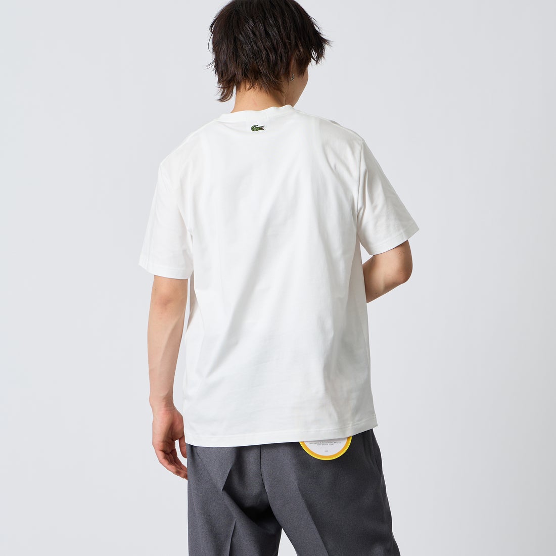 LACOSTE [ラコステ] エンボスパリロゴ クルーネックTシャツ [TH0794] 70V FLOUR &&モデル身長：177cm 着用サイズ：M&&