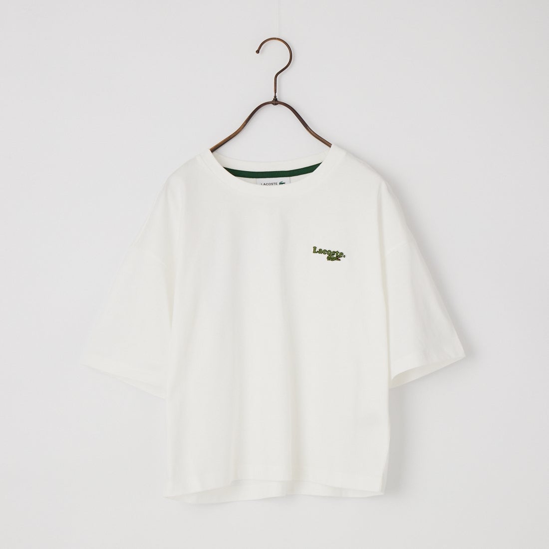 LACOSTE [ラコステ] ネーム＆ワニロゴパッチクロップドTシャツ [TF7605] 70V FLOUR