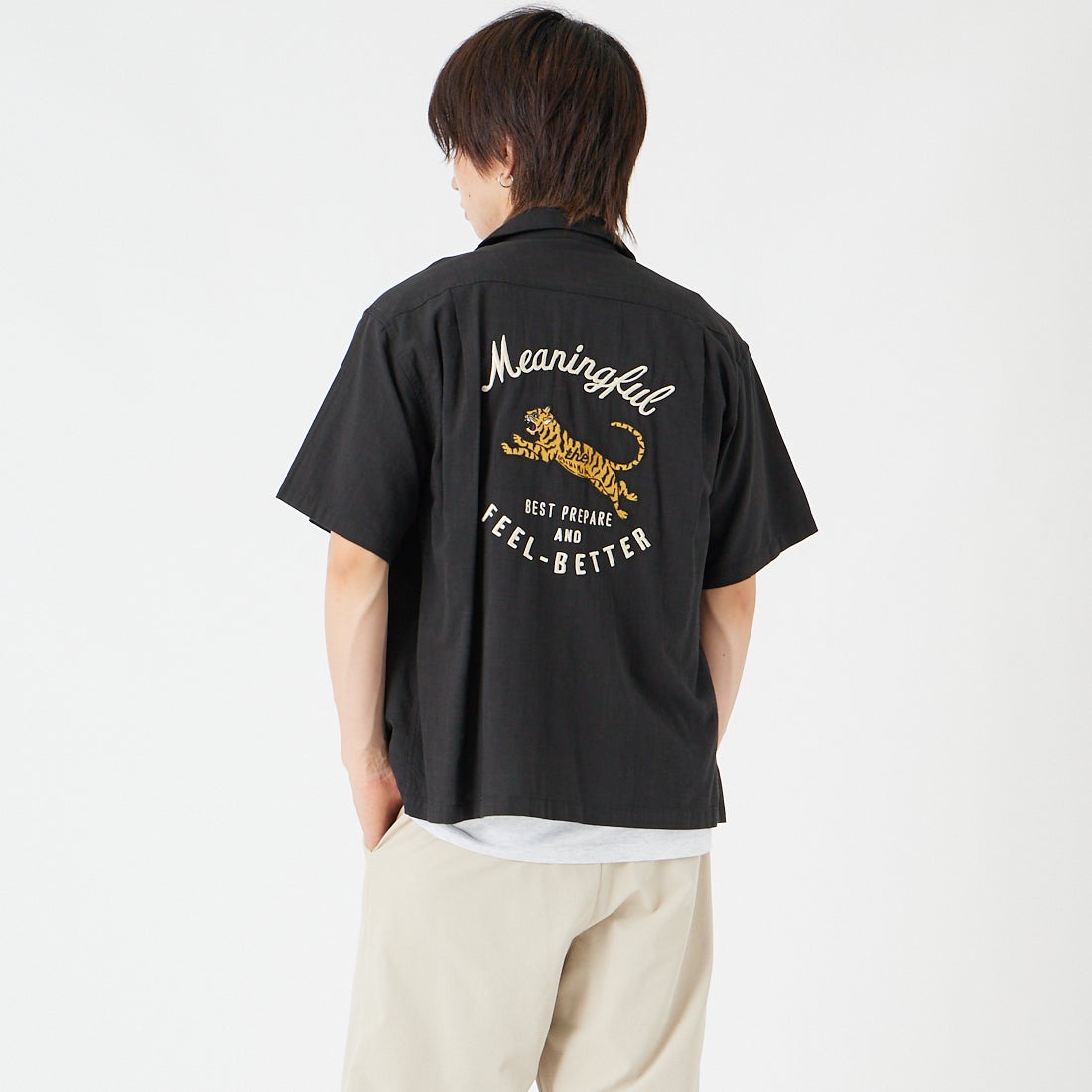 33Degrees [サーティスリーディグリーズ] 刺繍リネンラタッチ オープンカラーシャツ [TDR-262-028]