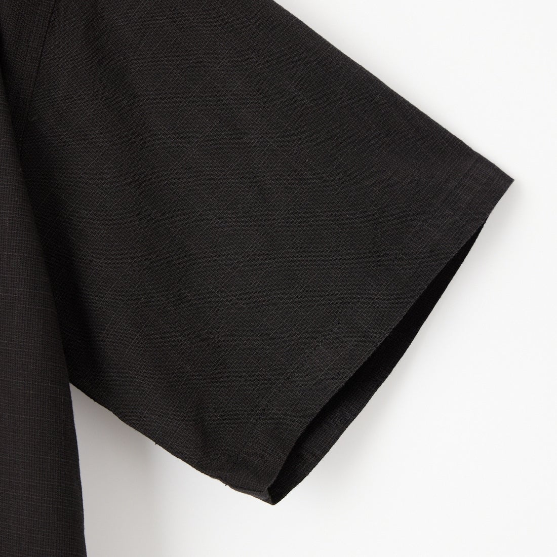 33Degrees [サーティスリーディグリーズ] 刺繍リネンラタッチ オープンカラーシャツ [TDR-262-028] 01BLK ﾄﾗ