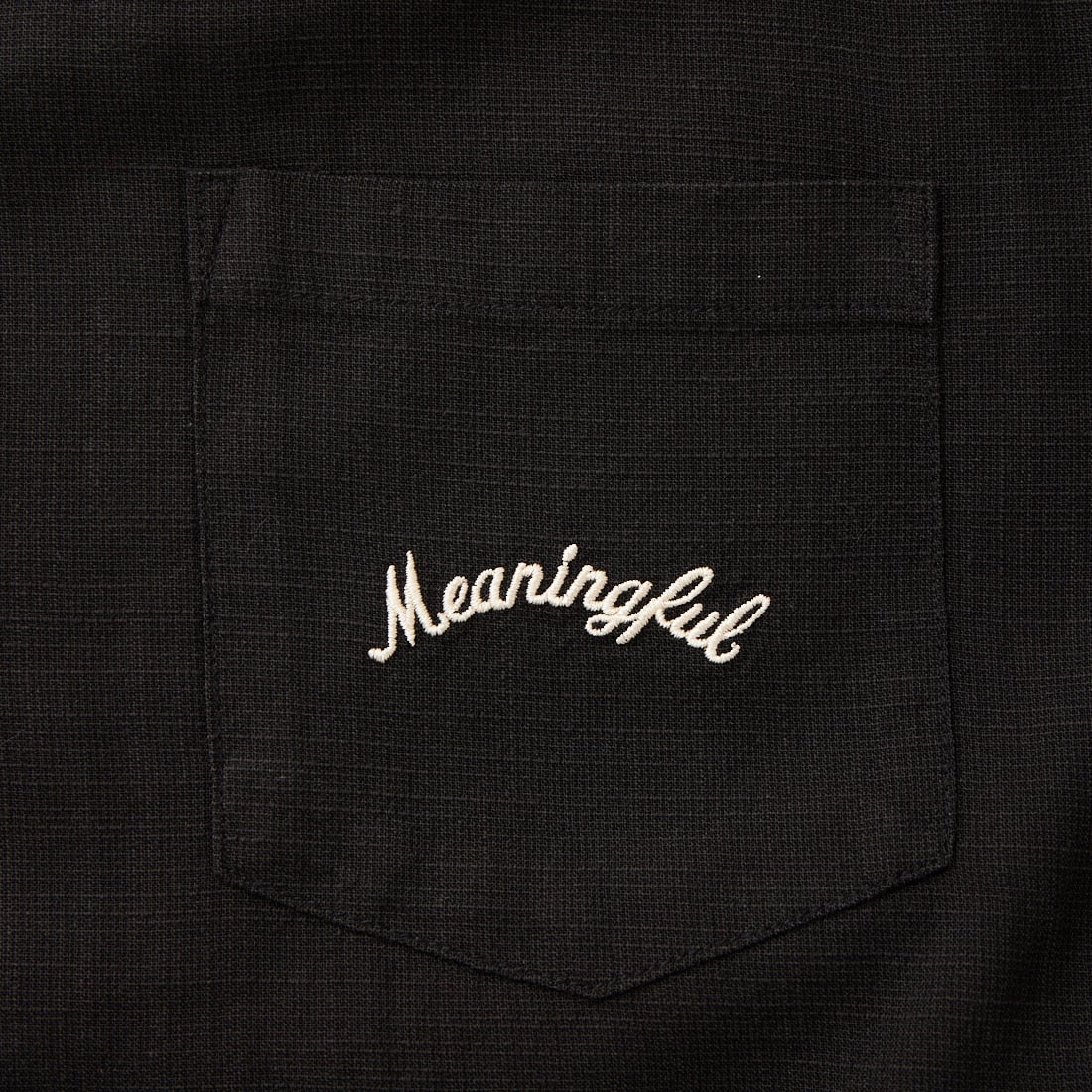 33Degrees [サーティスリーディグリーズ] 刺繍リネンラタッチ オープンカラーシャツ [TDR-262-028] 01BLK ﾄﾗ