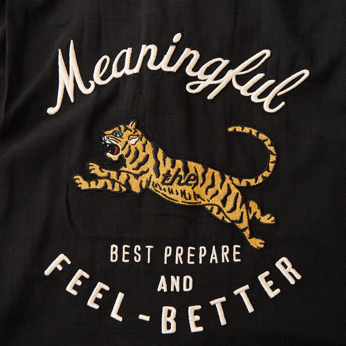 33Degrees [サーティスリーディグリーズ] 刺繍リネンラタッチ オープンカラーシャツ [TDR-262-028] 01BLK ﾄﾗ