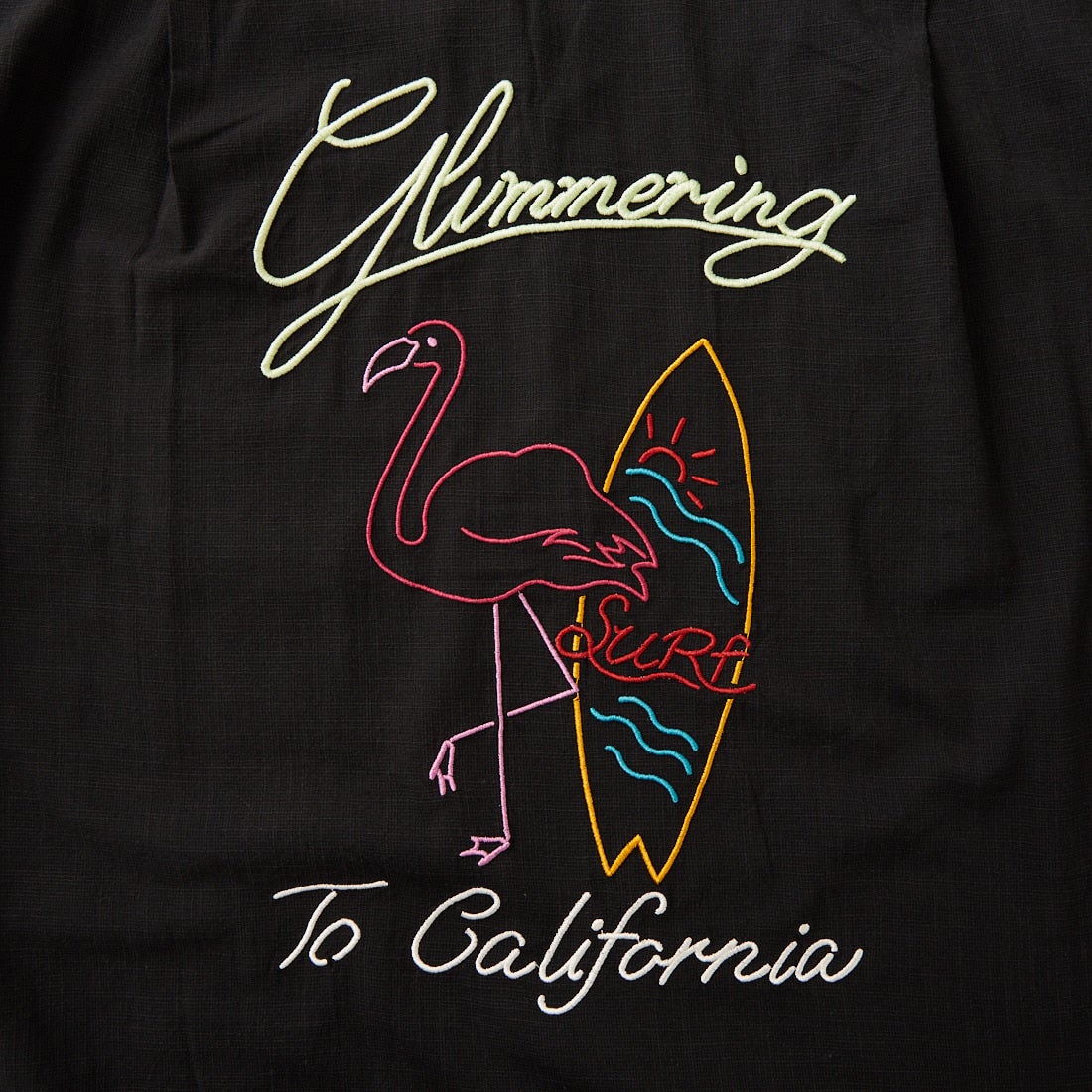 33Degrees [サーティスリーディグリーズ] 刺繍リネンラタッチ オープンカラーシャツ [TDR-262-028] 02BLK ﾌﾗﾐﾝ