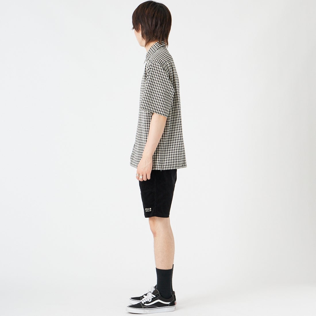 HELLO CALIF [ハローカリフ] サマーコーディロイ ショートパンツ [662330] BLACK &&モデル身長：177cm 着用サイズ：M&&