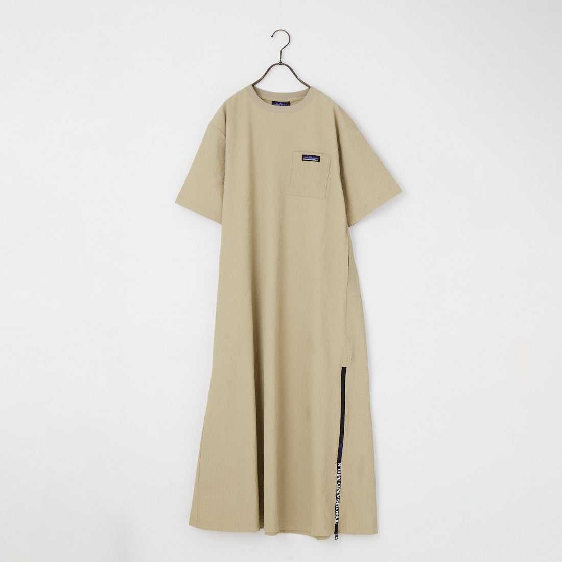 THOUSAND MILE [サウザンド マイル] 別注 シアサッカー ロゴジップ ショートスリーブワンピース [TM261SS50802-JF] 23 BEIGE
