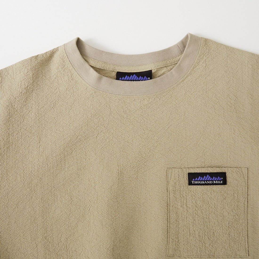 THOUSAND MILE [サウザンド マイル] 別注 シアサッカー ロゴジップ ショートスリーブワンピース [TM261SS50802-JF] 23 BEIGE