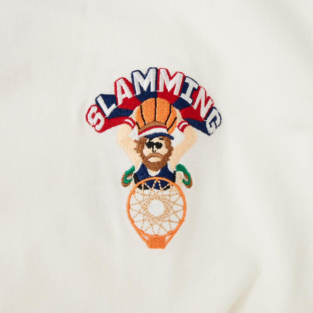 33Degrees [サーティスリーディグリーズ] 髭おじさんサガラ刺繍 半袖Tシャツ [TDR-262-042] F WHITE