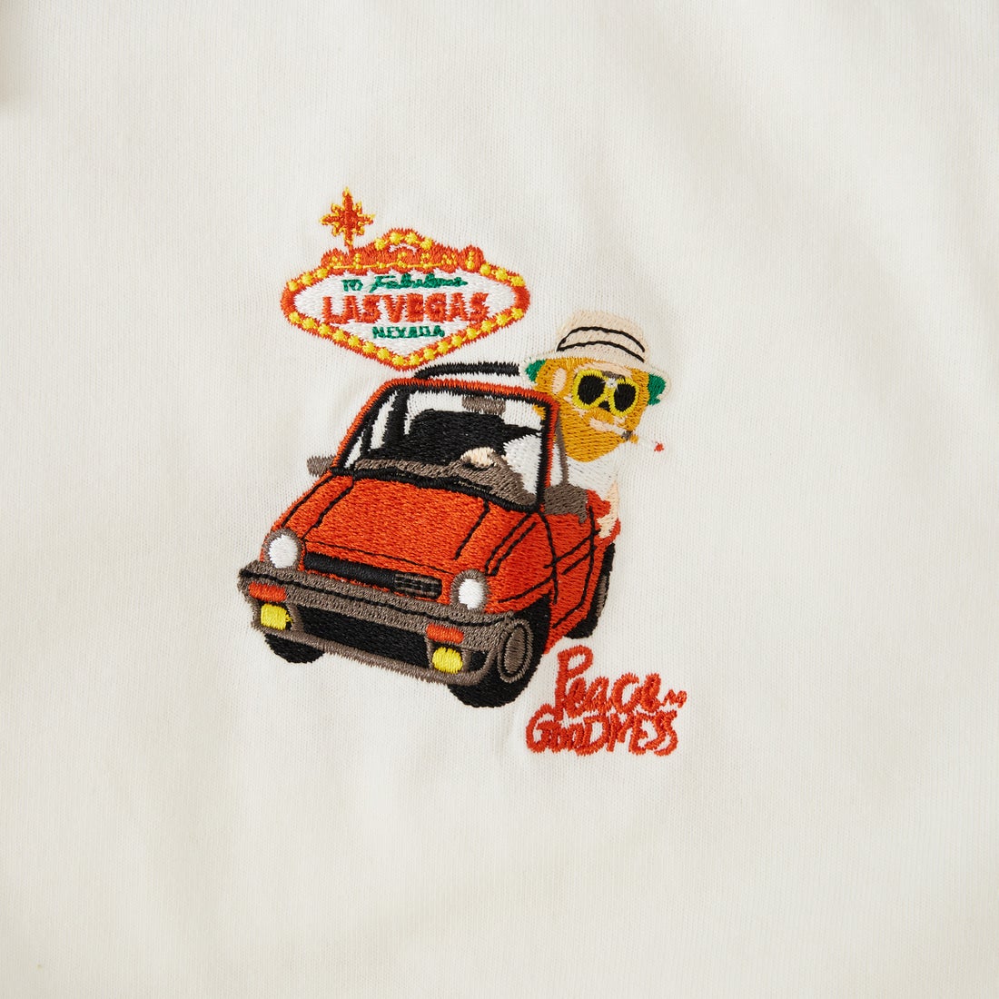 33Degrees [サーティスリーディグリーズ] 髭おじさんサガラ刺繍 半袖Tシャツ [TDR-262-042] H WHITE