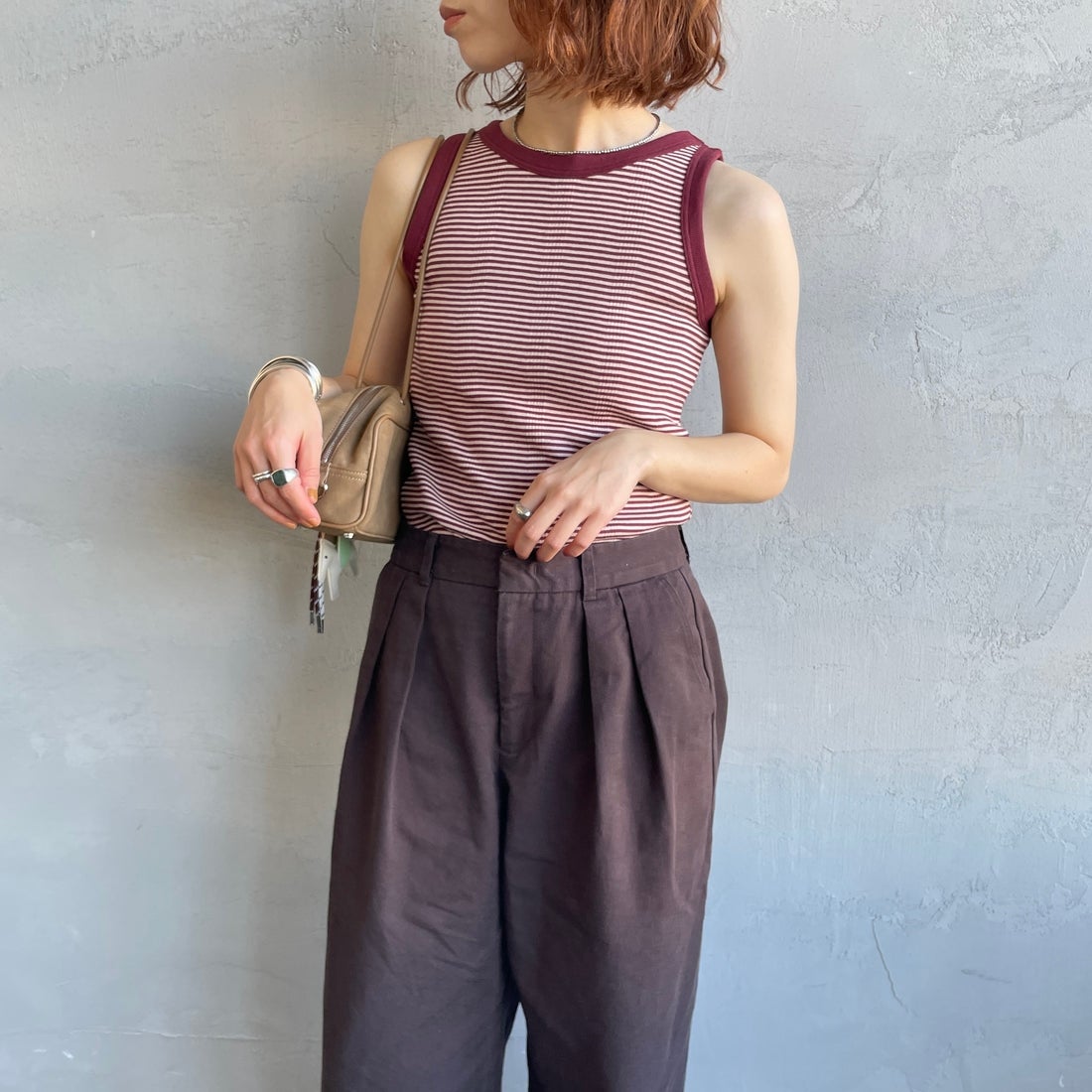 Robert P.Miller [ロバートピーミラー] 別注 配色 パネルリブ 2Pパック ノースリーブTシャツ [RM261-01IN-JF] NVY CLAY