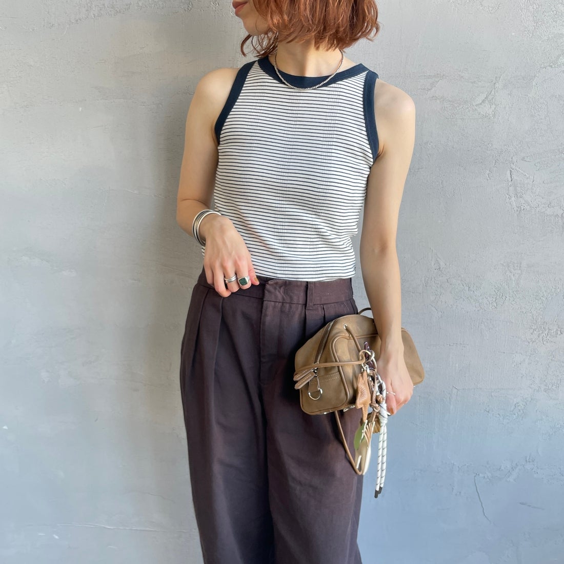 Robert P.Miller [ロバートピーミラー] 別注 配色 パネルリブ 2Pパック ノースリーブTシャツ [RM261-01IN-JF] NVY CLAY