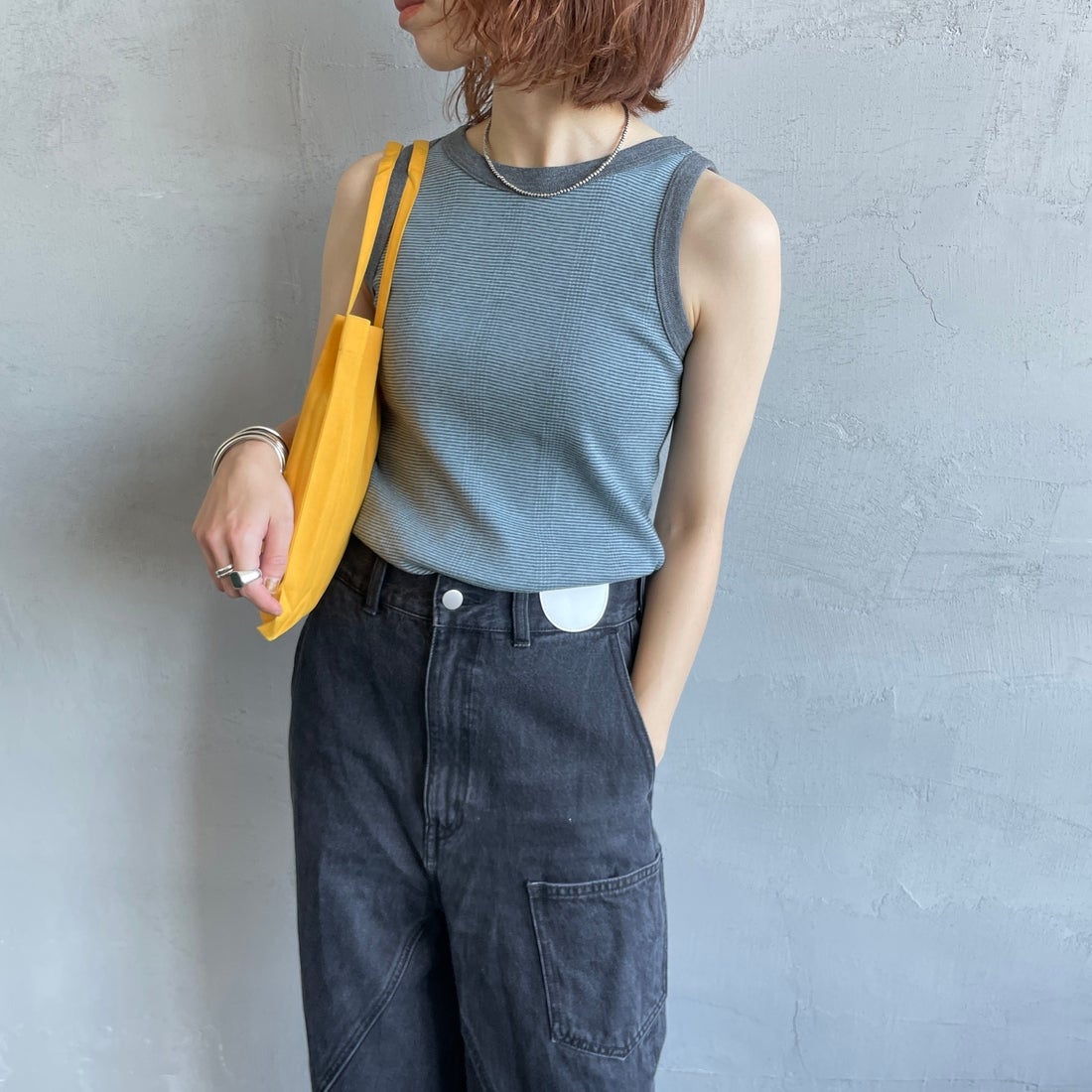 Robert P.Miller [ロバートピーミラー] 別注 配色 パネルリブ 2Pパック ノースリーブTシャツ [RM261-01IN-JF] STONE CLOU