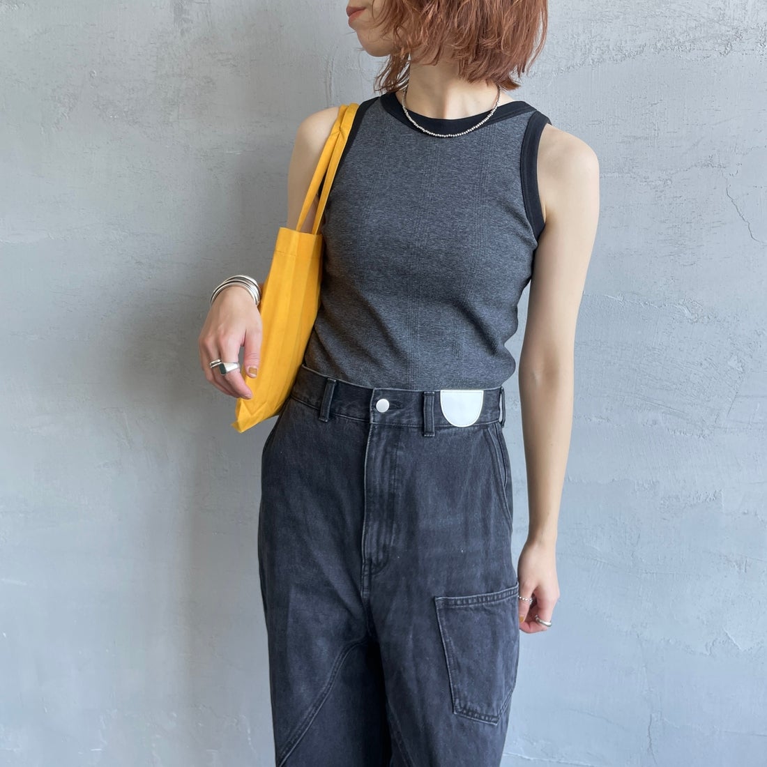 Robert P.Miller [ロバートピーミラー] 別注 配色 パネルリブ 2Pパック ノースリーブTシャツ [RM261-01IN-JF] STONE CLOU